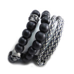 Paracord + Skull Bead Bracelet // Set of 3