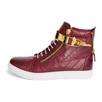 Zeus High-Top Textured Sneaker // Burgundy (US: 12)