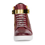 Zeus High-Top Textured Sneaker // Burgundy (US: 12)