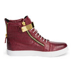 Zeus High-Top Textured Sneaker // Burgundy (US: 12)