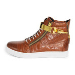 Zeus High-Top Textured Sneaker // Brown (US: 8)