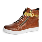 Zeus High-Top Textured Sneaker // Brown (US: 8)