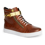 Zeus High-Top Textured Sneaker // Brown (US: 8)