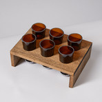 Beer Bottle Shot Glasses + Display Tray