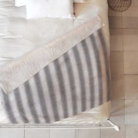 French Linen Seaside Stripe // Fleece Throw Blanket (Medium)