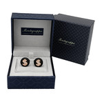 Montegrappa Cash Stainless Steel // Rose Gold Cash Sign + Crystals Cufflink