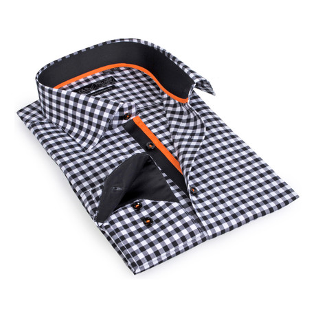 Contrast Collar Gingham Button-Up // Black (S)