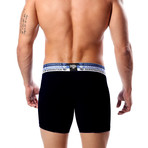 Microfiber Boxer Brief // Black + White + Blue (M)