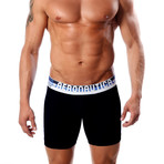 Microfiber Boxer Brief // Black + White + Blue (L)