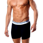 Microfiber Boxer Brief // Black + White + Blue (L)