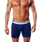 Microfiber Boxer Brief // Dark Blue + Black + White (L)