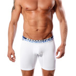 Microfiber Boxer Brief // White + Blue + Black (M)