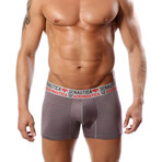 Striped Microfiber Trunk // Gray + Red (S)