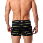 Striped Microfiber Trunk // Black + Green (S)