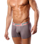 Striped Microfiber Trunk // Gray + Red (S)