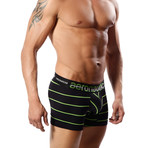 Striped Microfiber Trunk // Black + Green (S)