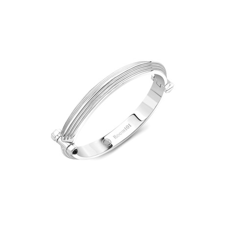 Striped Blade Bangle // Silver // Large