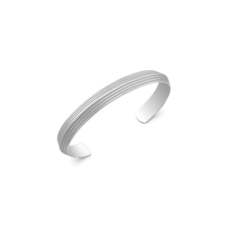 Matte-Finished Flat Bangle Bracelet // Silver // Large