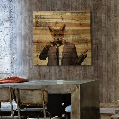 Foxy Wine // Natural Pine Wood (24"W x 24"H x 1.5"D)