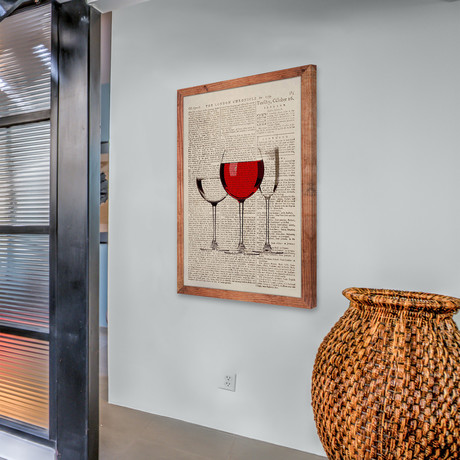 Red Wine Glass // Framed Canvas (12"W x 18"H x 1.5"D)