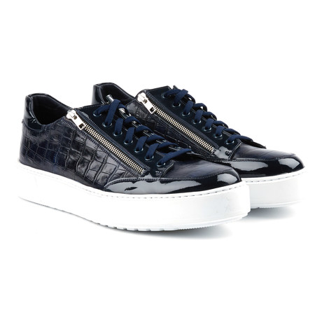 High Croc Zip Lace-Up Sneaker // Navy (UK: 6)