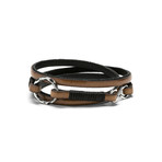 Sterling Circle Charm Leather Wrap Bracelet (Small)