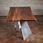 Dining Table // Live Edge Black Walnut + Aluminum Inserts (72"L x 38"W x 30"H)