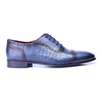 Croc Embossed Captoe Oxford // Dark Blue (Euro: 40)