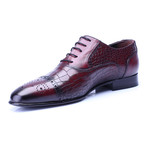 Croc Embossed Perforated Captoe Oxford // Bordeaux (Euro: 45)