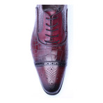 Croc Embossed Perforated Captoe Oxford // Bordeaux (Euro: 46)