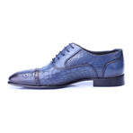 Croc Embossed Perforated Captoe Oxford // Dark Blue (Euro: 39)