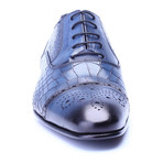Croc Embossed Perforated Captoe Oxford // Dark Blue (Euro: 41)