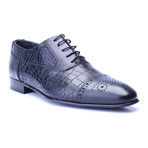 Croc Embossed Perforated Captoe Oxford // Black (Euro: 43)