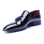 Patent Perforated Toe Tassel Loafer // Black (Euro: 45)