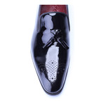 Patent Perforated Toe Tassel Loafer // Black (Euro: 45)
