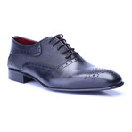 Mixed Texture Perforated Toe Oxford // Black (Euro: 46)