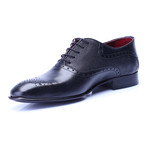 Mixed Texture Perforated Toe Oxford // Black (Euro: 40)