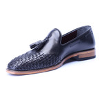 Woven Toe Tassel Loafer // Black (Euro: 43)