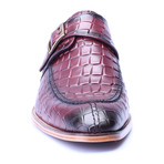 Croc Embossed Split Toe Single Monk // Bordeaux (Euro: 45)