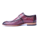 Croc Embossed Split Toe Single Monk // Bordeaux (Euro: 46)