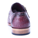 Croc Embossed Split Toe Single Monk // Bordeaux (Euro: 45)