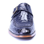 Croc Embossed Split Toe Single Monk // Dark Blue (Euro: 46)