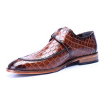 Croc Embossed Split Toe Single Monk // Tobacco (Euro: 46)