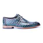 Croc Embossed Split Toe Single Monk // Green (Euro: 44)