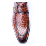 Croc Embossed Split Toe Single Monk // Tobacco (Euro: 46)