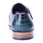 Croc Embossed Split Toe Single Monk // Green (Euro: 44)