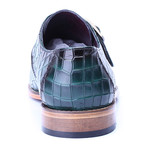 Croc Embossed Split Toe Single Monk // Green (Euro: 46)