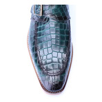 Croc Embossed Split Toe Single Monk // Green (Euro: 40)