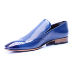 Mixed Texture Perforated Toe Loafer // Dark Blue (Euro: 45)