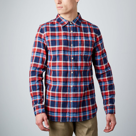 Truman One Pocket Button-Up // Red + Navy + Blue (XS)
